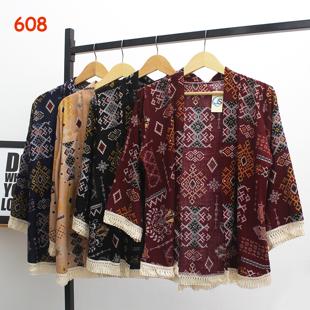 𝑱𝒂𝒌𝒂𝒓𝒕𝒂𝑭𝒂𝒔𝒉𝒊𝒐𝒏 cardigan 1028 kimono rumbai kiwir-kiwir katun batik etnik murah kardigan adem bohemian