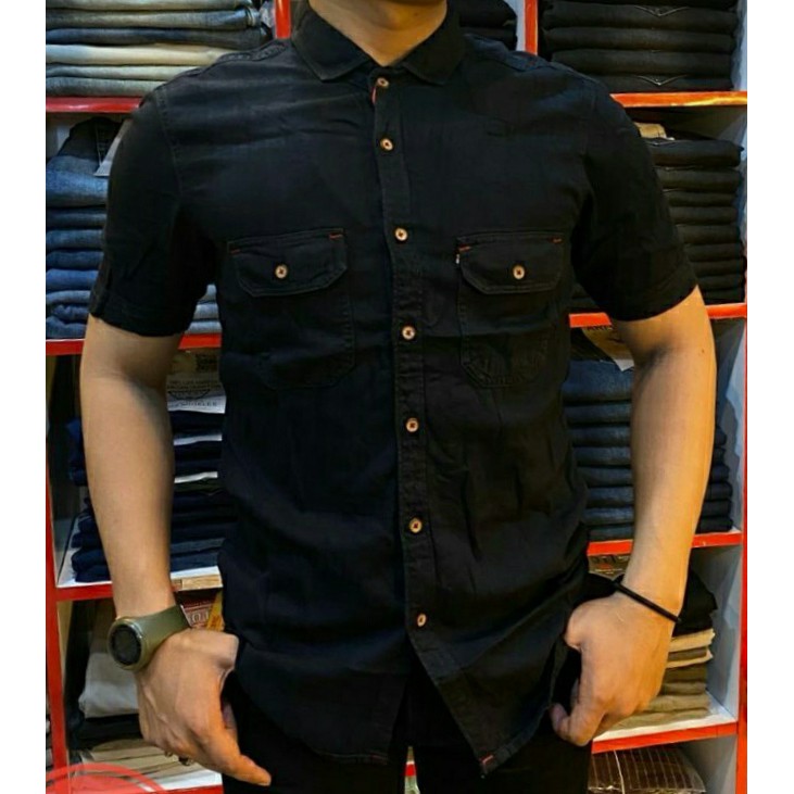 GHULAM/KEMEJA PRIA /KEMEJA PRIA LENGAN PENDEK/KEMEJA PRIA KEREN/KEMEJA DENIM KEREN