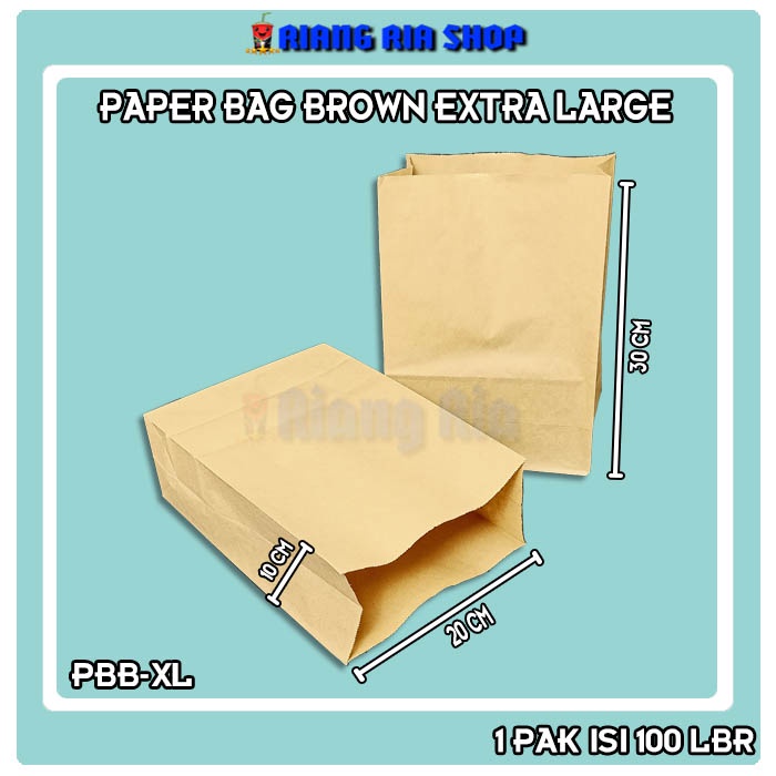 Jual PAPER BAG UK EXTRA LARGE KANTONG SNACK COKLAT ISI 100 PCS FOOD