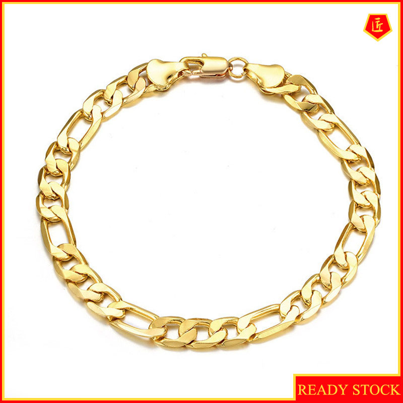 [Ready Stock]Fashion Gold-Plated Bracelet Simple Men's Gold Bracelet