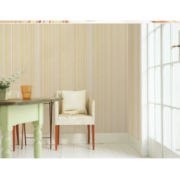 Wallpaper 3D Non Woven Modern Plain Stripe 53cm x10m - Beige 90012