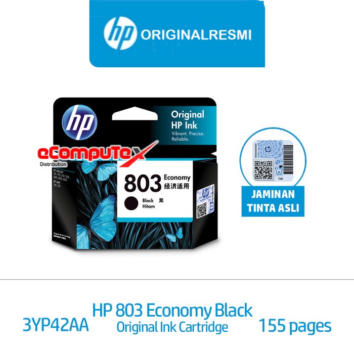 CARTRIDGE HP 803 ECONOMY BLACK / TINTA CATRIDGE HP803 ECONOMY HITAM ORIGINAL - RESMI