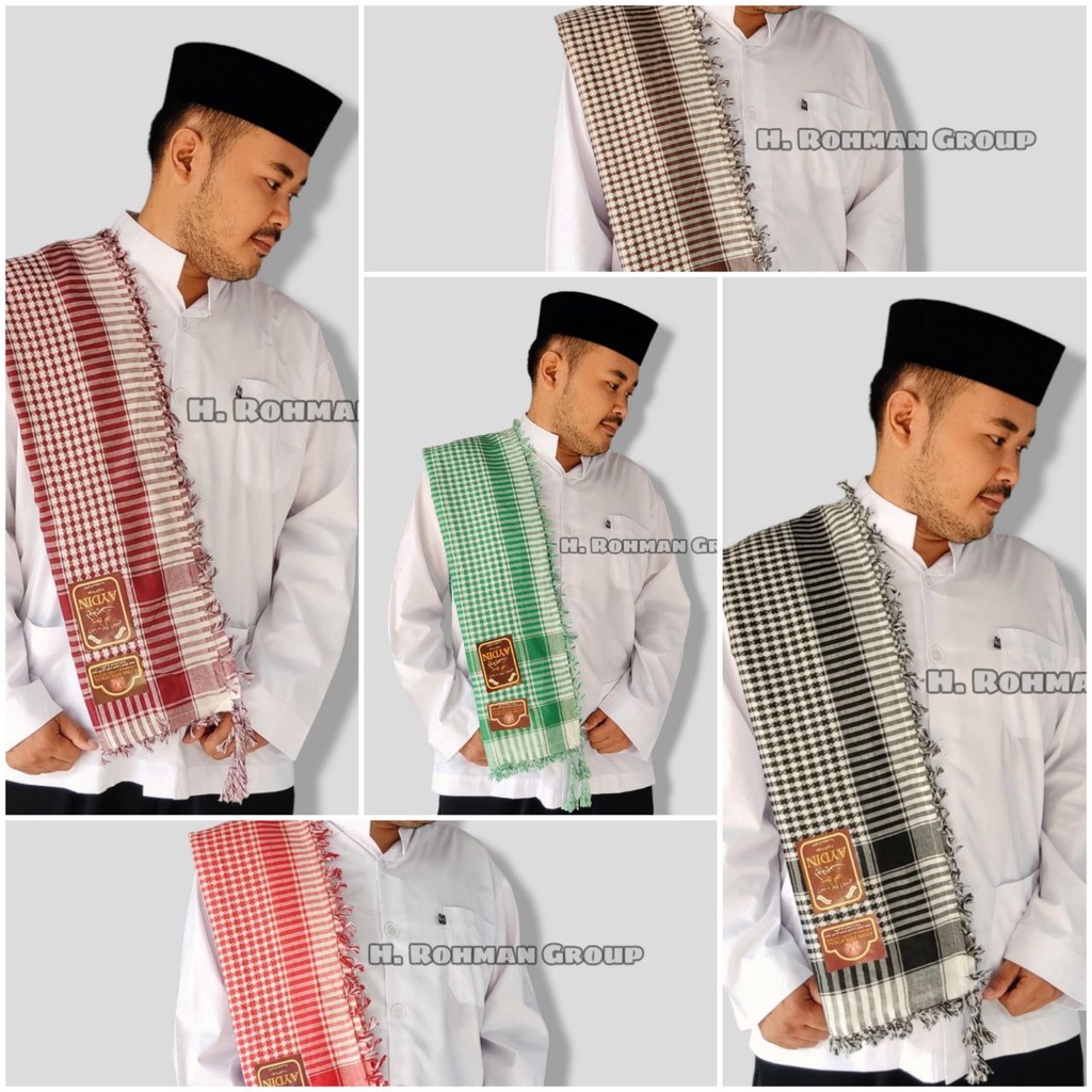 Bisa Cod Sorban Motif Kombinasi Persegi Sorban Santri Ustadz Sorban Haji Arafat H. Rohman Aydin