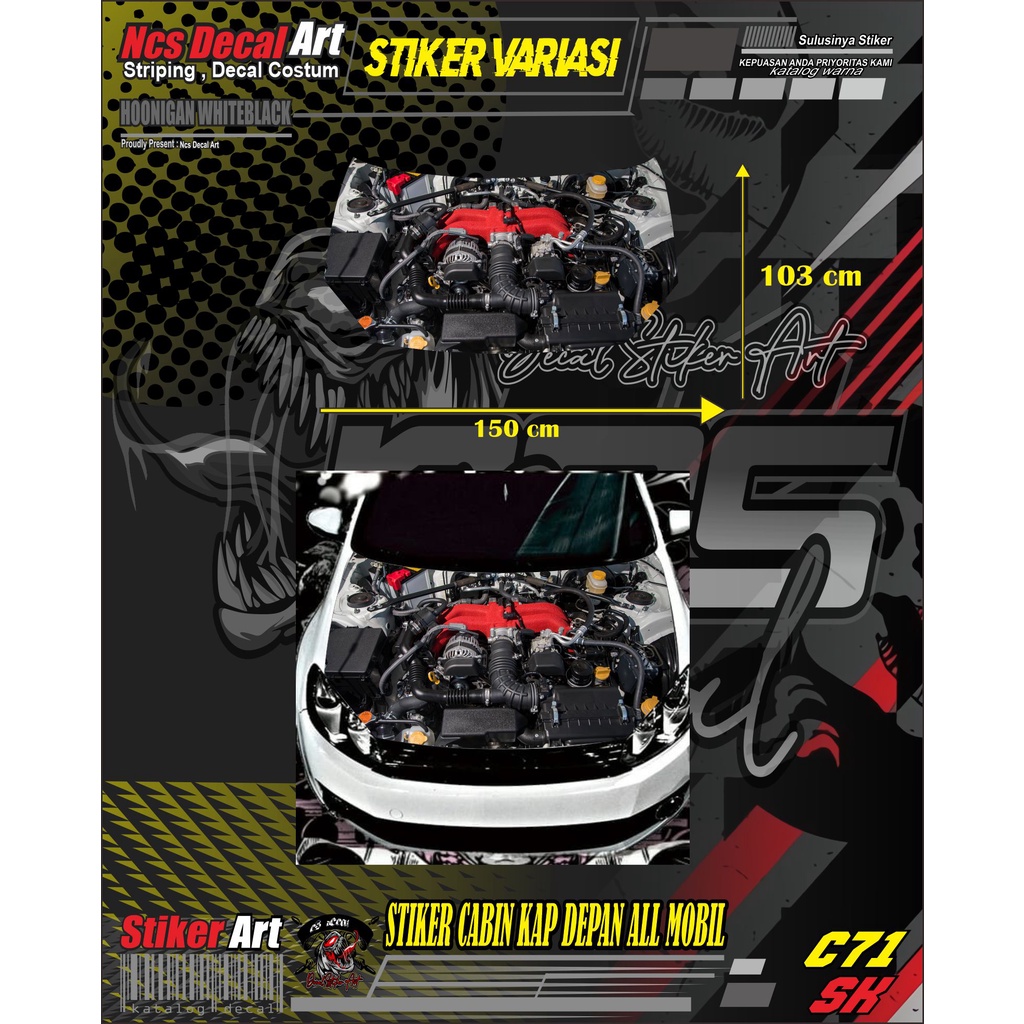 stiker decal cap mobil sticker bemper mobil stiker kap depan mesin all mobil stiker print decal