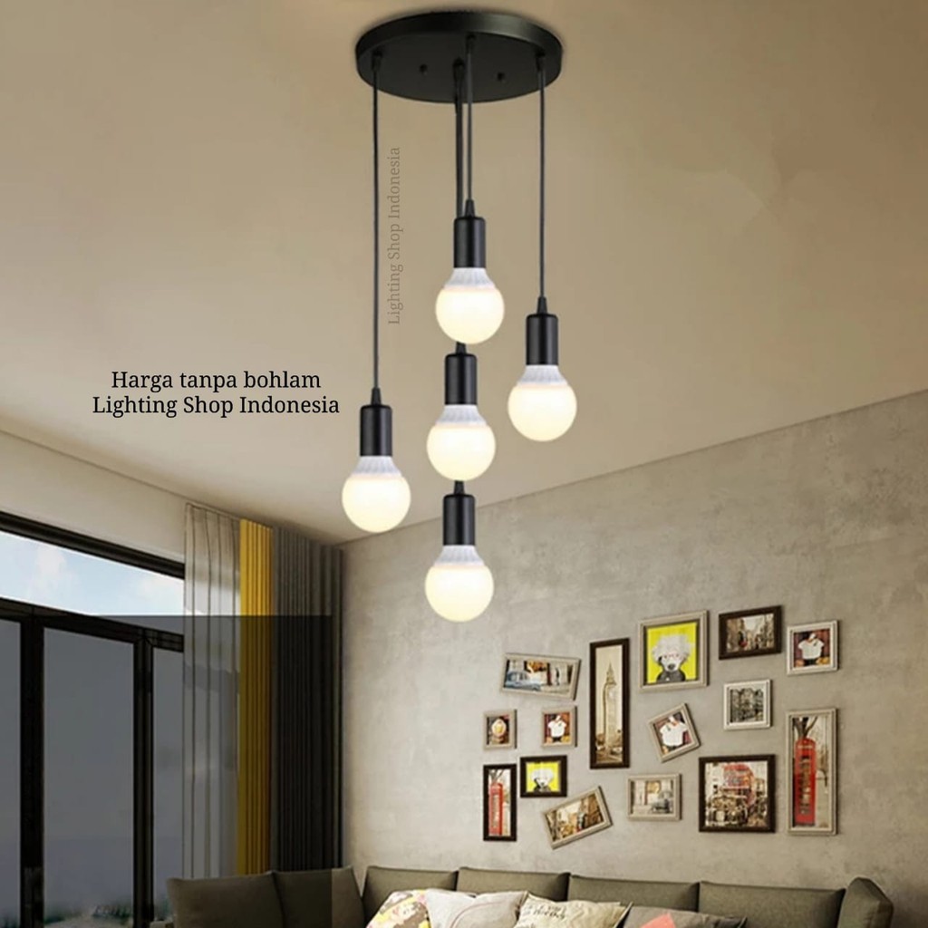 Lampu gantung hias 5 lampu 5in1 minimalis