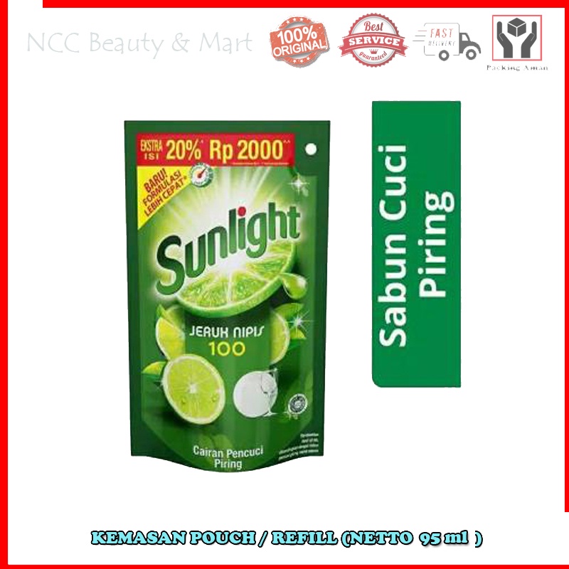 * NCC * Sunlight Cairan Pencuci Piring Jeruk Nipis Formulasi Baru Pouch Refill - Kemasan 95 ml