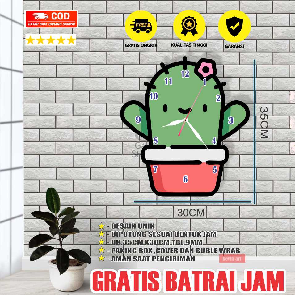 JAM DINDING UNIK DAN LUCU GAMBAR KAKTUS ANIMASI KATUS KARAKTER DEKORASI HIASAN DINDING KAMAR TIDUR ANAK WALL DECOR CUSTOM PAJANGAN DIDING TERLARIS HADIAH KADO KOLEKSI ANAK MINIMALIS KEREN UNIK MEWAH DISKON PROMO DIY