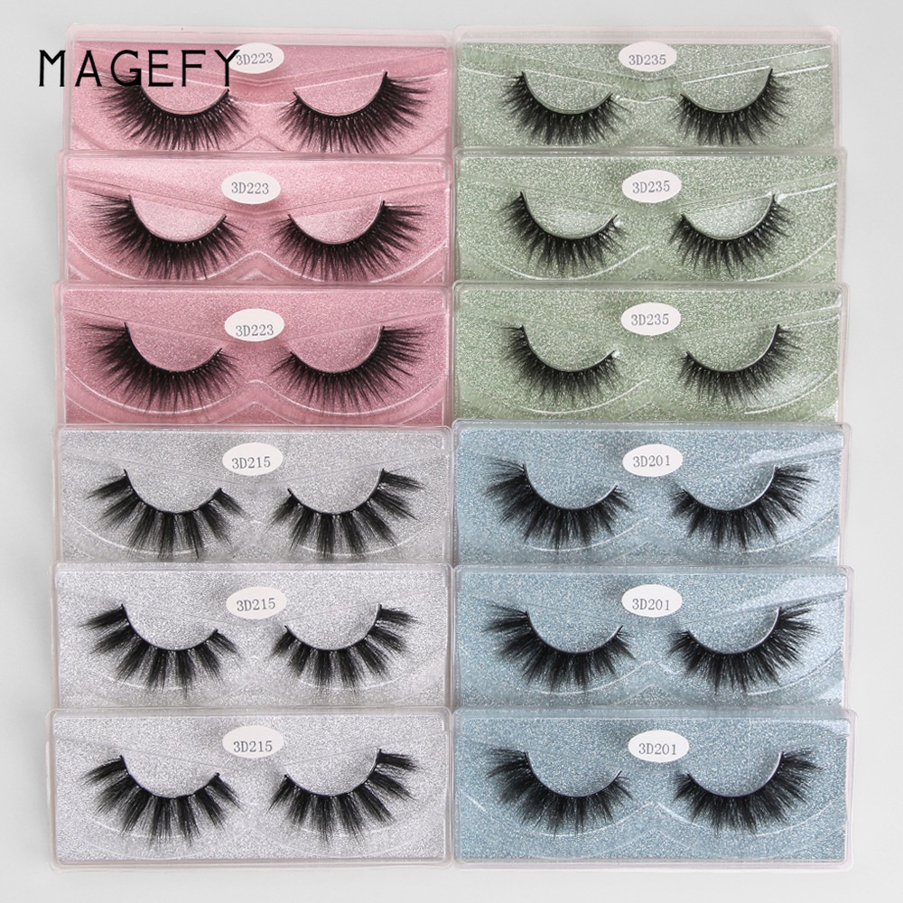 MAGEFY 12 Pairs/Box 3D Handmade False Eyelashes Synthetic Hair 10-15mm Waterproof Soft Thick Natural  False Eyelashes Makeup Beauty Tools