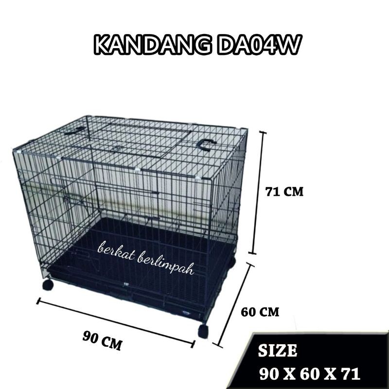 KANDANG BESI LIPAT TEBAL 90 (90X60X71) ada Roda DA04W Anjing Kucing Kelinci Tupai Musang