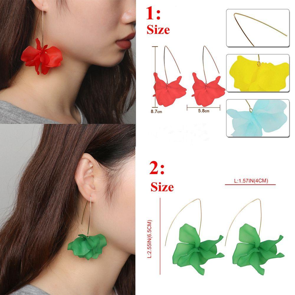 Top Anting Bunga Anting Anting Elegan Panjang Drop Perhiasan Handmade Hook