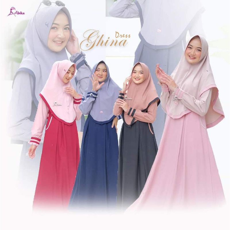 SET DRESS GHINA ABIKA (DRESS + HIJAB)