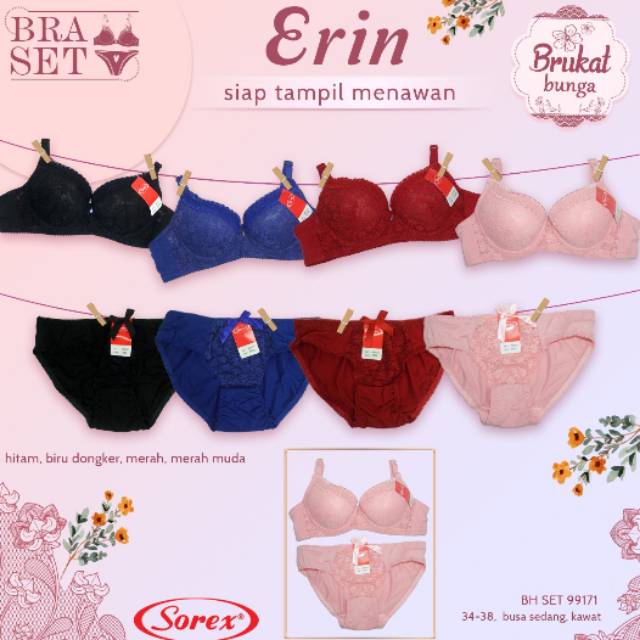 Bra set Sorex 99171 brukat bunga busa kawat