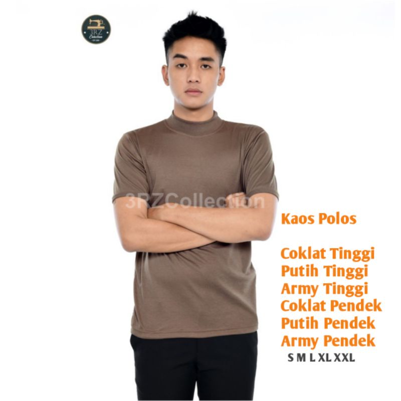 POLISI Satpam Security Kaos Polos Coklat/Putih/Army Kaos Dalaman Leher Panjang Leher Pendek Terbaru