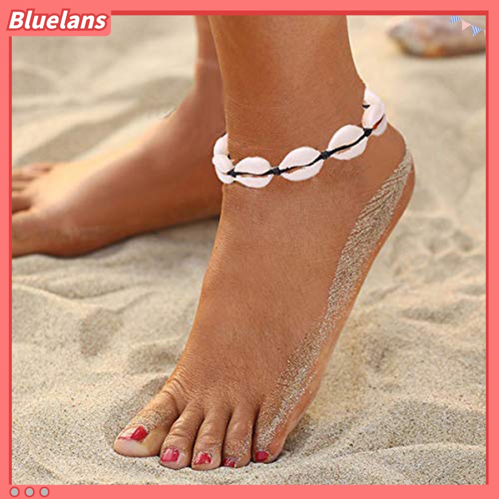 Bluelans Women Hand Knitting Shell Charm Bracelet Beaded Chain Bangle Jewelry Accessory