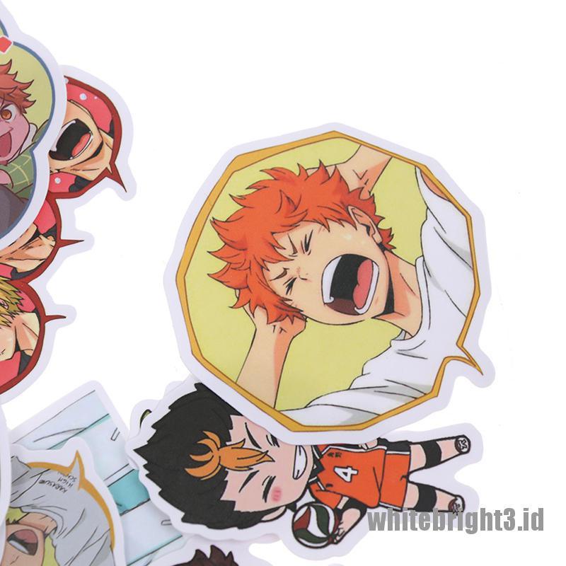 (white3) 50pcs Stiker Anime Haikyuu Bahan PVC Untuk Koper / Laptop / Skateboard DIY