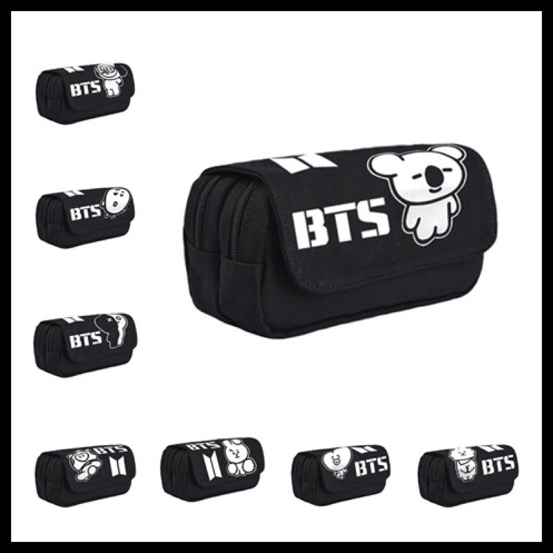 

KPOP BTS BT21 COOKY CHIMMY SHOOKY RJ MANG VAN Kartun Fashion Pensil Kotak Pensil Tas Multi-fungsi