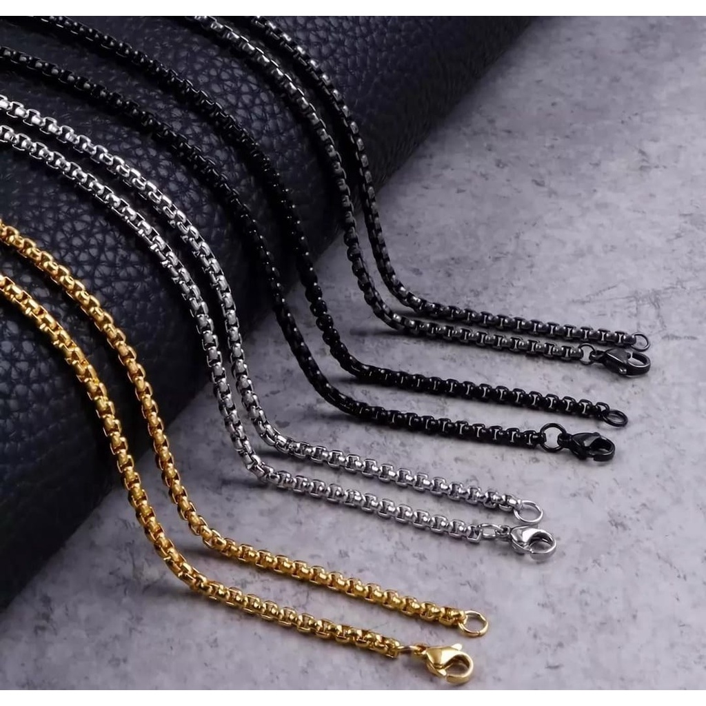 KALUNG TITANIUM ROLLO EMAS/HITAM/SILVER PRIA DAN WANITA MODEL ROLLO TERLARIS TERMURAH