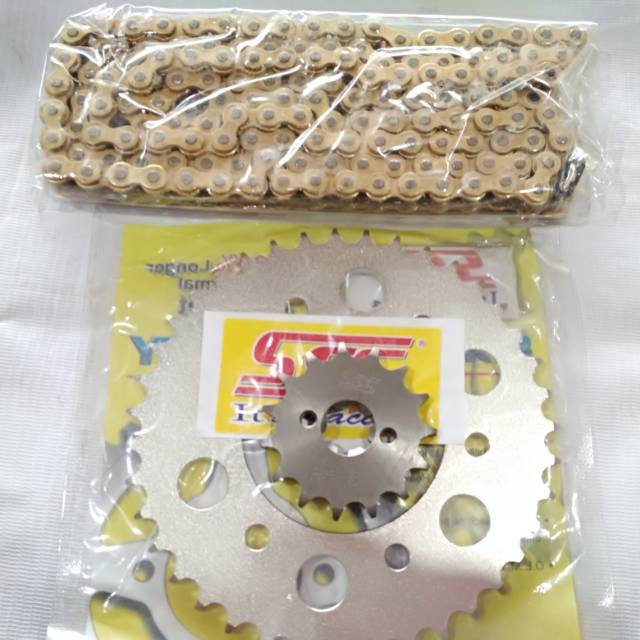 Gear sss ukuran 428 motor gl pro.mega pro.new mega pro.tiger & verza.1 set depan belakang dan rantai
