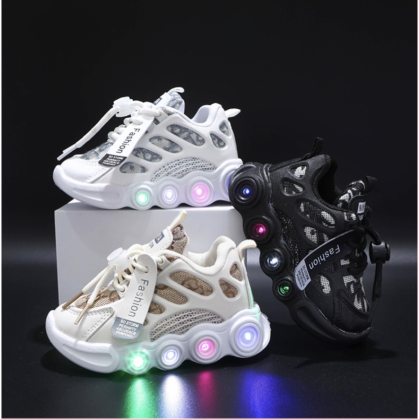babyfit [size 21-30]sepatu lampu LED MIEWA sneakers anak import qt-0531r