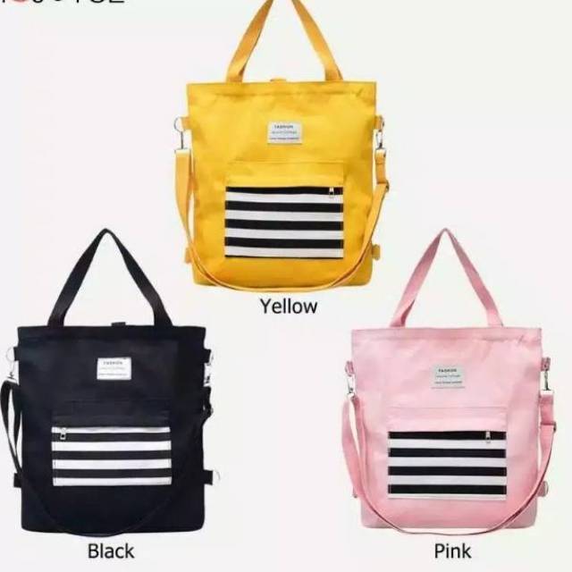 SANSURBAGS CHIO - Tas Tote Bag Wanita Garis - Fashion Korea