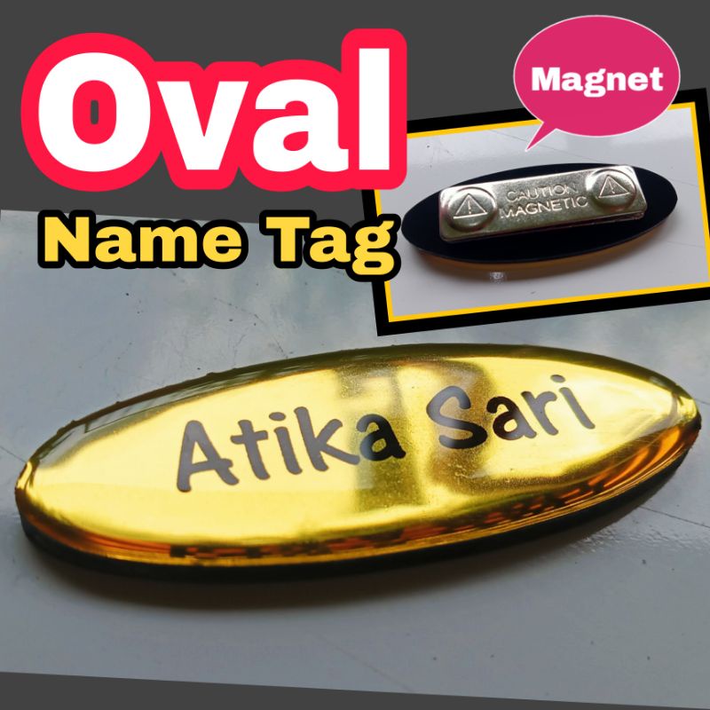 Name Tag Oval - Peniti - Magnet