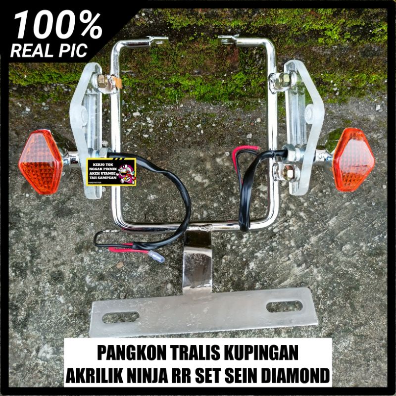 BREKET LAMPU PESEK PANGKON LAMPU PESEK TRALIS SEGITIGA KACA AKRILIK 8MM PNP NINJA RR SET SEIN DIAMON