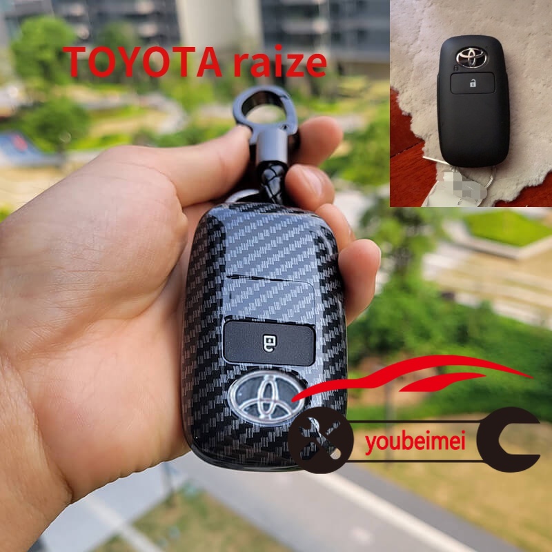 1pc Cover Kunci Remote Mobil Toyota Veloz 2022 Veloz 2021 Raize Avanza 2022 Bahan ABS Carbon Fiber