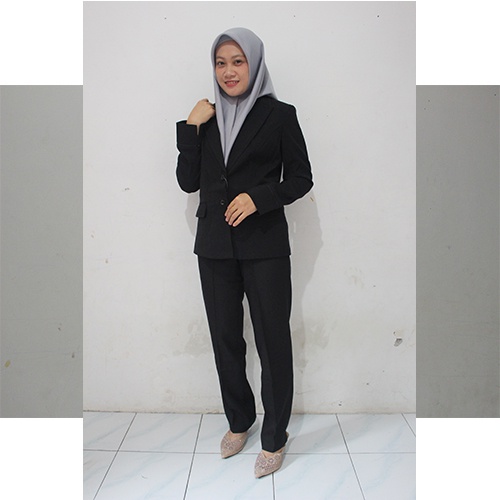 setelan blazer kancing dua Rok Dan Celana-Blazer azkia-seragam Guru dan PNS-setelan blazer karyawan