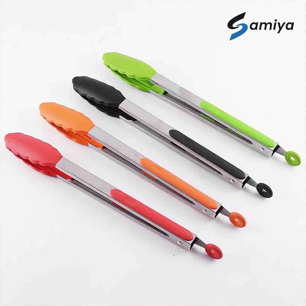 food tong set 3in1 / capitan penjepit makanan / pencapit capitan silicone stainless / jepitan set