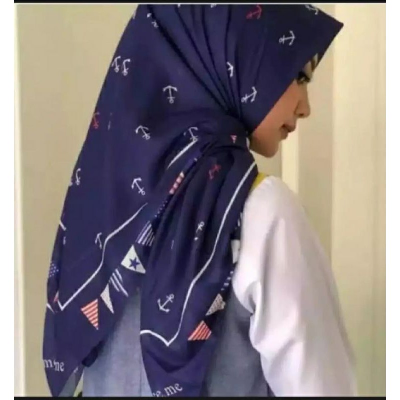 hijab segi empat motif jangkar terbaru/SYAWILAOLLSHOP