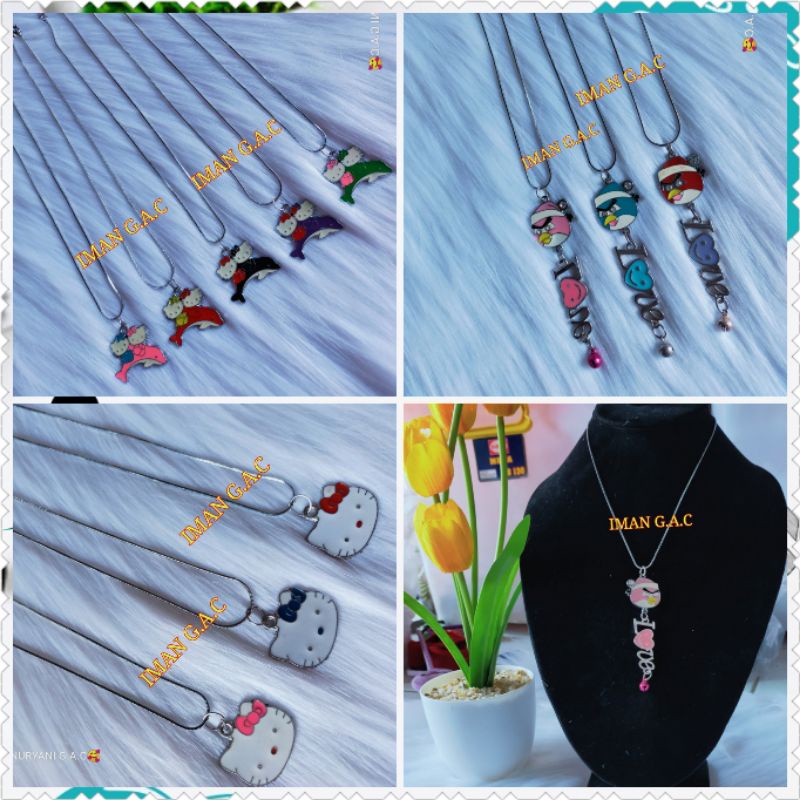 kalung+liontin titanium anti karat.kalung anak wanita aksesories kalung motif hellokitty,lumba2