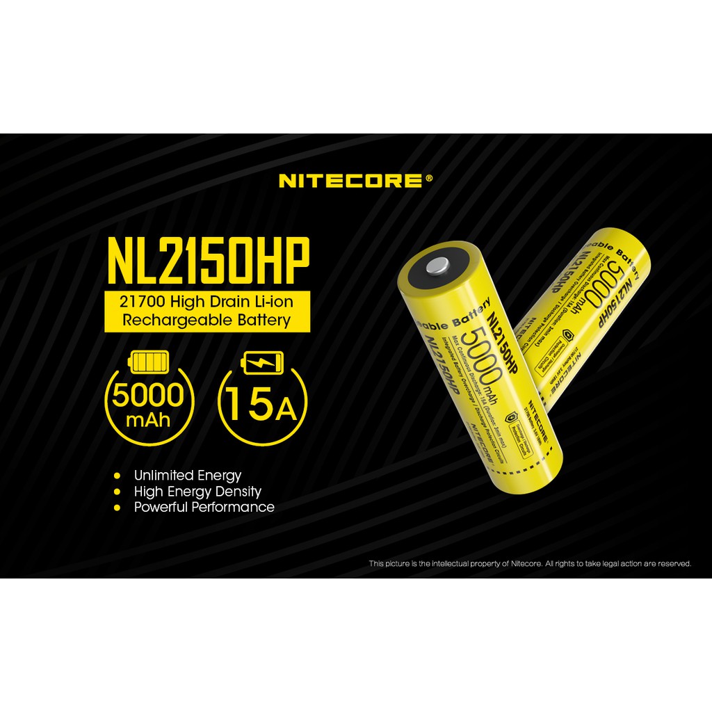 Promo Baterai 21700 Nitecore NL2150HP 5000MAH Rechargeable, Di atas NL2150