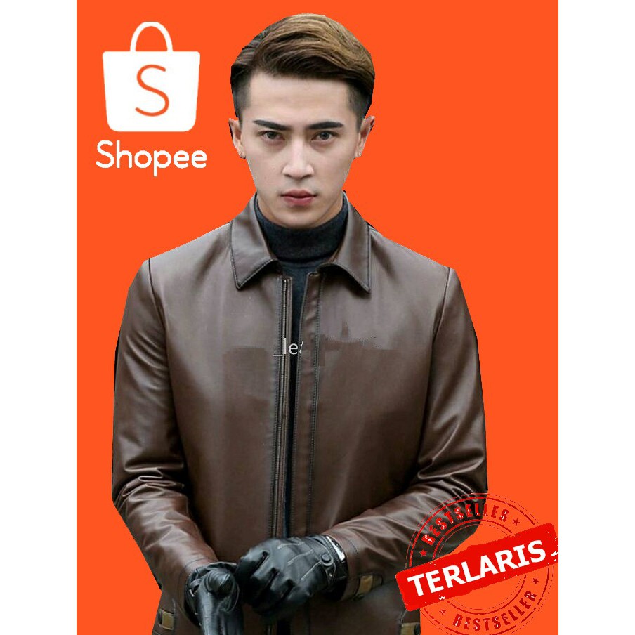 Diskon Jaket jacket Kulit Asli Pria Garut | Jaket kulit asli motor Coklat Termurah Jk-53 Cuci Gudang