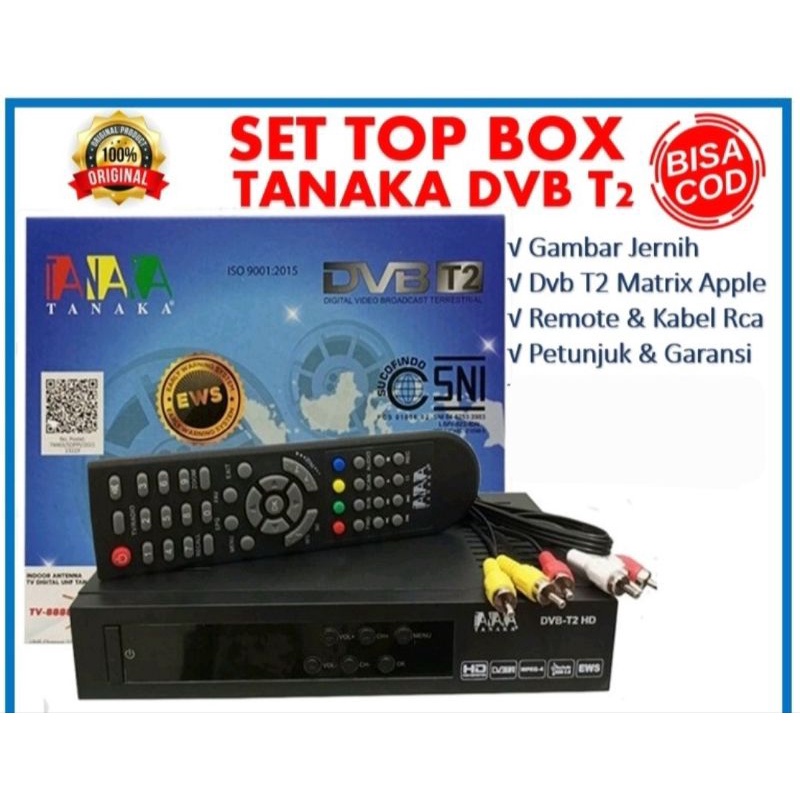 Jual Set Top Box Tv Digital Tanaka DVB T2 EWS UHF HD / set top box dvb