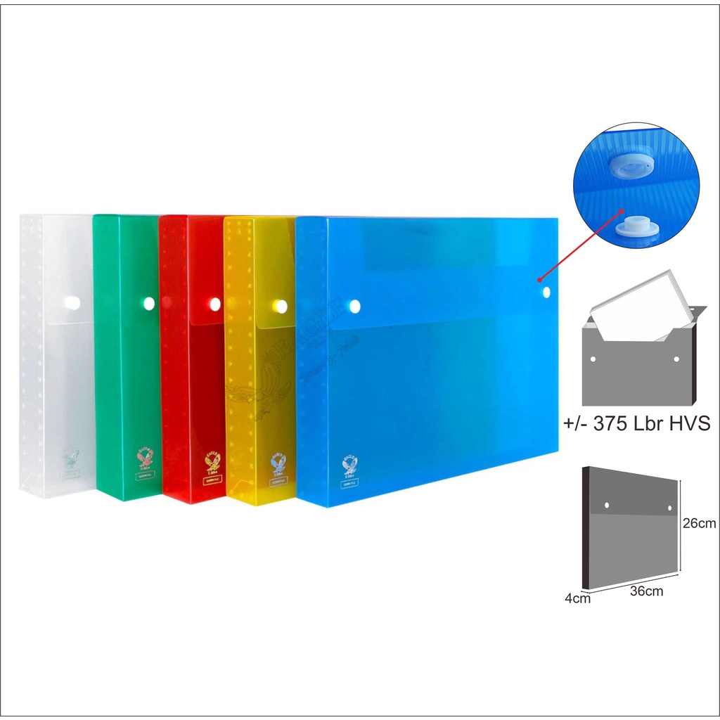 

Carry File Box / Document Case Kancing 2 / Map Plastik Tenteng / Folio Transparan EAGLE 4 CM