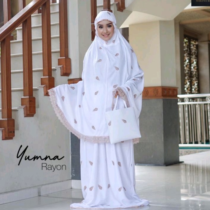 Mukena Setelan Dewasa Mukena Putih Mukenah Rayon Premium Mukena Travel Potongan Tanpa Lengan Rukuh K