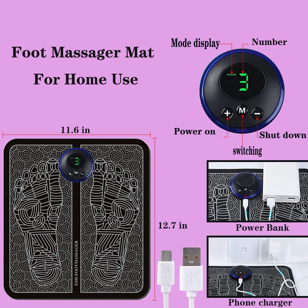 Ems Electric Foot Massage Pad Recharge Pulse Akupunktur Meningkatkan Sirkulasi Darah Pereda Nyeri