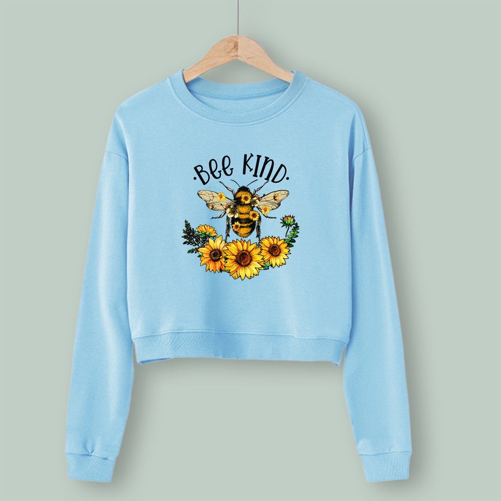 Sweater croope wanita BEE KIND baju crop cewek murah