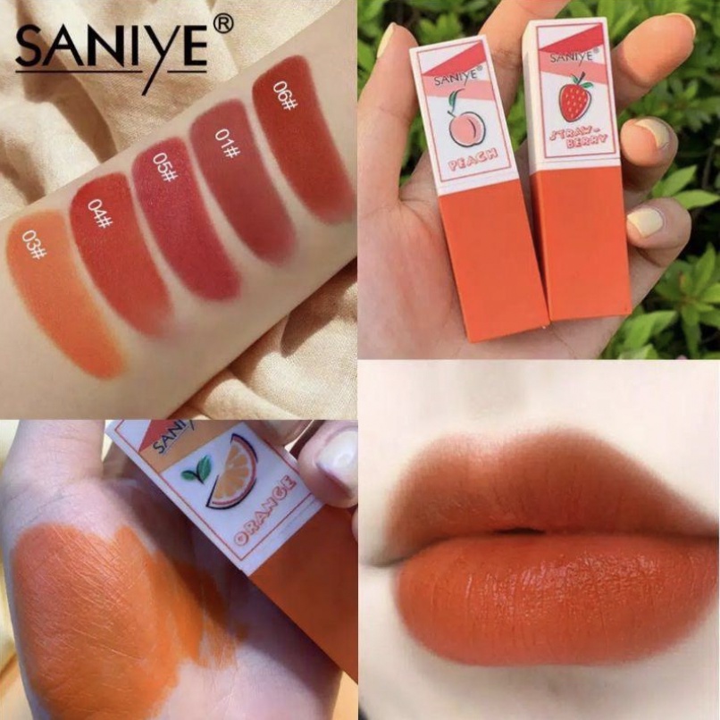 SANIYE Peach Lipstik 6 Warna Fruit Lipstick Matte SA017