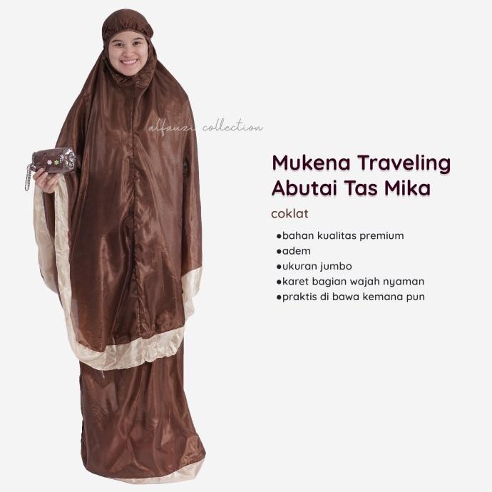 Mukena abutai satin sulam tas mika praktis buat traveling