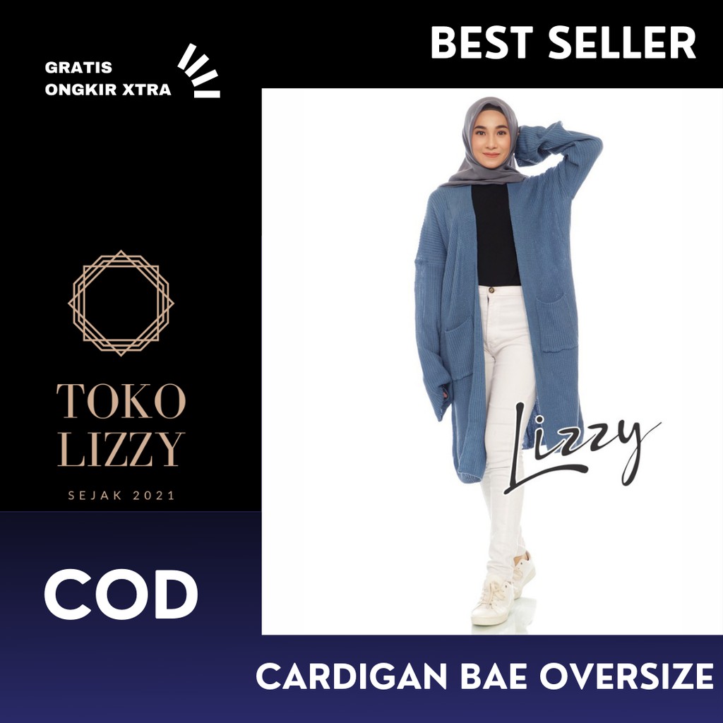 CARDIGAN BAE OVERSIZE PREMIUM LONG KARDIGAN BAJU WANITA RAJUT LENGAN PANJANG KNIT CEWEK LIZZY OUTFIT