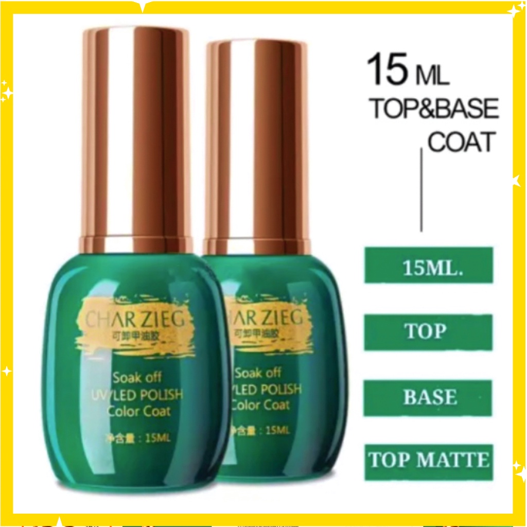 CHARZIEG Base &amp; Top Coat 15 ml Primer Reinforce Gel Perawatan Kuku KU007