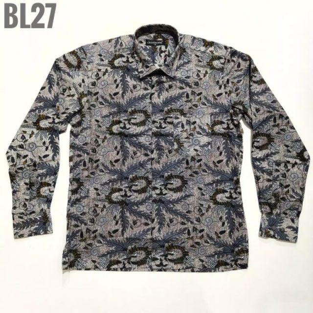 Kemeja Batik Pria Lengan Panjang Bl27 Katun Motif Modern Dixmont Semi Slimfit Premium
