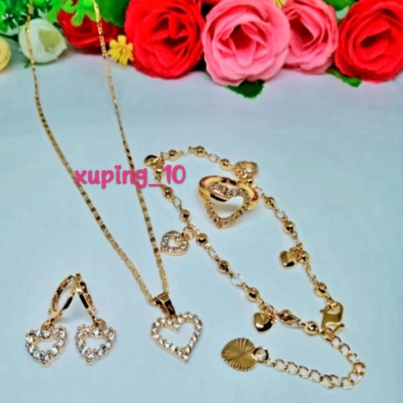 Xuping set perhiasan wanita lapis emas aksesoris fashion AC03402