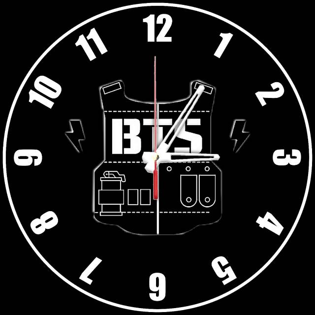 Jam dinding logo  BTS bahan kayu