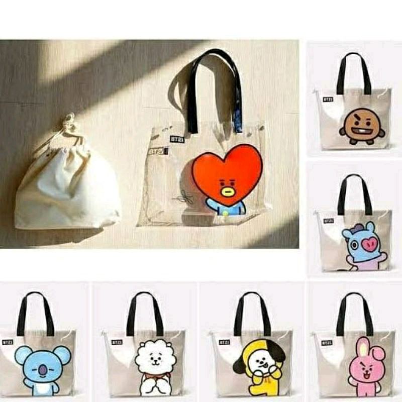 Totebag Transparan Tas jelly serut Terpopuler bisa dilepas