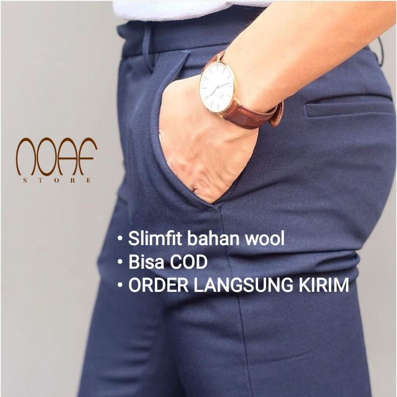 CELANA KANTOR PRIA SLIMFIT BAHAN WOOL UNTUK KERJA