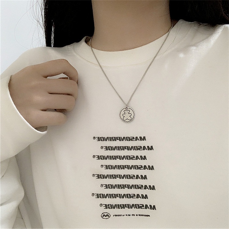 Simple and cute bear pendant collarbone cold wind hip-hop personality retro long wild sweater chain 210902