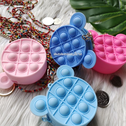 DOMPET KOIN POP IT KOREA MINI JELY RESLETING MICKEY MOUSE  DINOSAURUS UNICORN PIKACHU KOTAK  GANTUNG