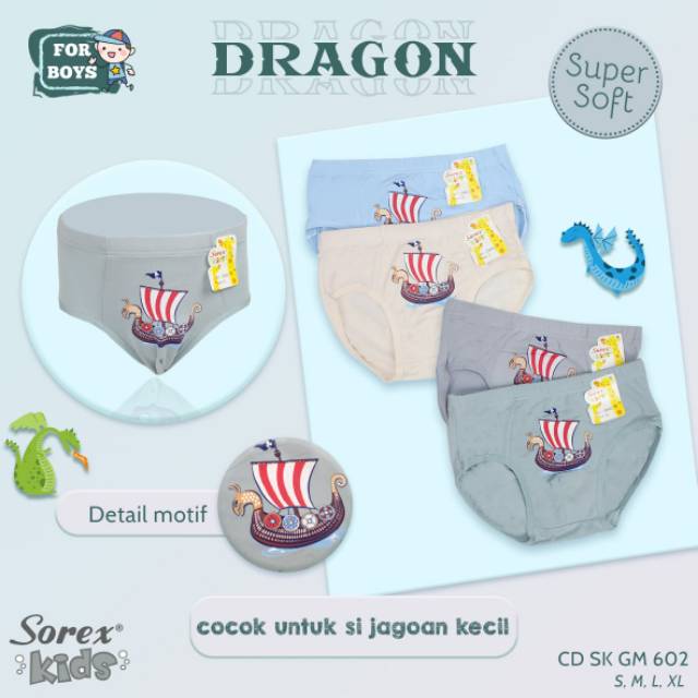 Celana Dalam Sorex Kids Boy isi 6pc